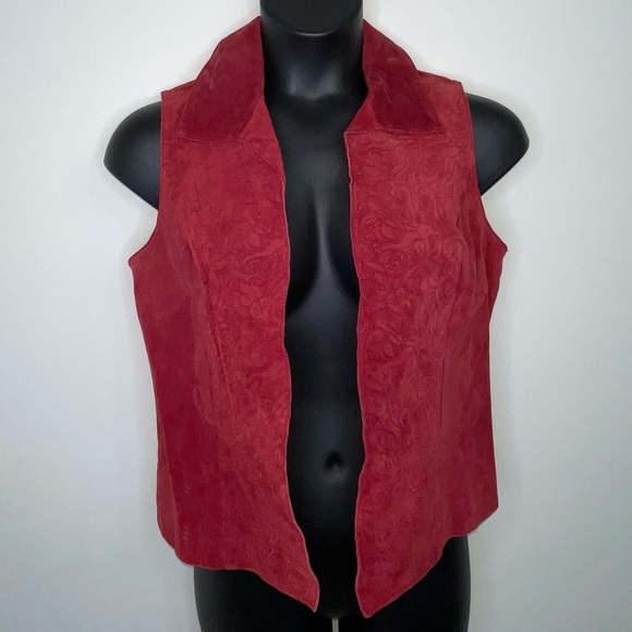 Coldwater Creek Suede Vest in Crimson Size S - Picture 1 of 8
